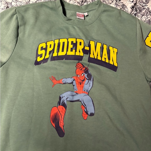 Marvel Spider-Man Men's Olive Crewneck Sweater - Picture 2 of 5